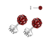 Pair Pave Ferido Ball Earring Studs With Flower Screw Back Cartilage Tragus