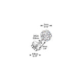 Pair Pave Ferido Ball Earring Studs With Flower Screw Back Cartilage Tragus