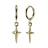 Pair Solid Star Cross Hinged Hoop Earrings Ear Cartilage Tragus