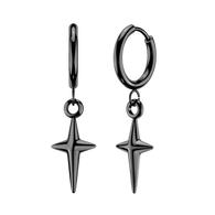 Pair Solid Star Cross Hinged Hoop Earrings Ear Cartilage Tragus
