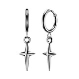 Pair Solid Star Cross Hinged Hoop Earrings Ear Cartilage Tragus