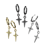 Pair Solid Star Cross Hinged Hoop Earrings Ear Cartilage Tragus