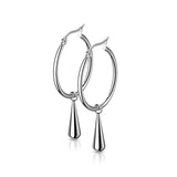 Pair Hoop Earrings With Teardrop Dangle