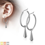 Pair Hoop Earrings With Teardrop Dangle