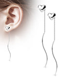 Pair Heart Threader Wave Dangle Earring