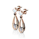 Shell-Filled Stud Earrings with Dangling Hollow Teardrop CZ