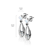 Shell-Filled Stud Earrings with Dangling Hollow Teardrop CZ