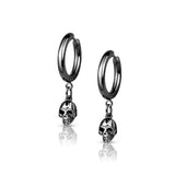 Pair Skull Dangel Hinged Hoop Earrings Ear Cartilage Tragus