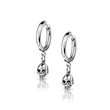 Pair Skull Dangel Hinged Hoop Earrings Ear Cartilage Tragus