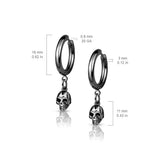 Pair Skull Dangel Hinged Hoop Earrings Ear Cartilage Tragus