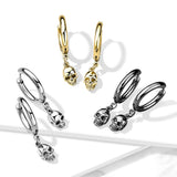 Pair Skull Dangel Hinged Hoop Earrings Ear Cartilage Tragus