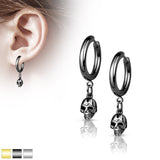 Pair Skull Dangel Hinged Hoop Earrings Ear Cartilage Tragus