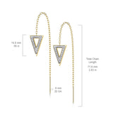 Pair Paved CZ Triangle Free Falling Threader Earring