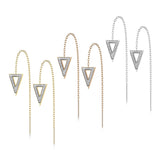 Pair Paved CZ Triangle Free Falling Threader Earring