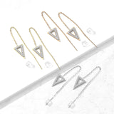 Pair Paved CZ Triangle Free Falling Threader Earring