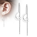 Pair Moon And Star Free Falling Threader Earring