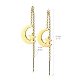 Pair Moon And Star Free Falling Threader Earring