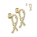 Pair CNC CZ Ribbon Stud Earrings