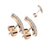 Pair CNC CZ Curve Stud Earrings