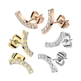 Pair CNC CZ Curve Stud Earrings