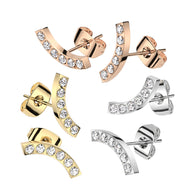 Pair CNC CZ Curve Stud Earrings