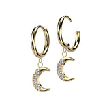 Pair CNC CZ Crescent Moon Dangle Earrings Ear Cartilage Tragus