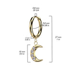 Pair CNC CZ Crescent Moon Dangle Earrings Ear Cartilage Tragus