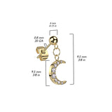 Pair Crescent Moon Dangle Earrings Ear Cartilage Tragus