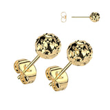 Pair Hammered Stainless Steel Ball Stud Earrings