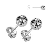 Pair Hammered Stainless Steel Ball Stud Earrings