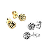 Pair Hammered Stainless Steel Ball Stud Earrings