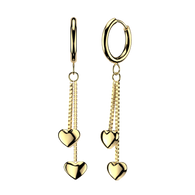 Pair 3 F Heart Hinged Hoop Earrings Ear Cartilage Tragus