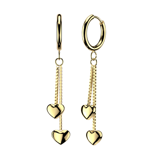 Pair 3 F Heart Hinged Hoop Earrings Ear Cartilage Tragus