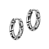 Pair Huggie Hinged Hoop Earrings Hammered Facets Ear Cartilage Tragus