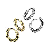 Pair Huggie Hinged Hoop Earrings Hammered Facets Ear Cartilage Tragus