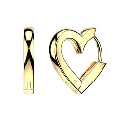 Pair 316L Heart Shaped Hinged Hoop Huggie Earrings Ear Cartilage