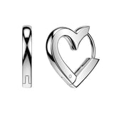 Pair 316L Heart Shaped Hinged Hoop Huggie Earrings Ear Cartilage