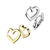 Pair 316L Heart Shaped Hinged Hoop Huggie Earrings Ear Cartilage