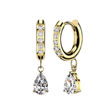 Pair CNC CZ Hinged Hoop Earrings TearDrop CZ Ear Cartilage Tragus