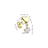 Pair 316L 3 D Heart & CZ Dangle Stud Earrings