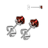 Pair Of Prong Set Heart CZ 316L Surgical Steel Stud Earrings Ear Cartilage