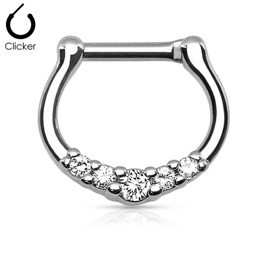 Five CZ 316L Surgical Steel Nose Ring Septum Clicker Daith