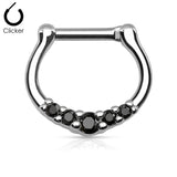Five CZ 316L Surgical Steel Nose Ring Septum Clicker Daith
