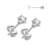 Pair of 316L Surgical Stainless Steel Star CZ Stud Earrings