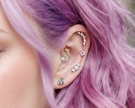 Titanium Hinged Olive Leaf CZ Segment Hoop Ring For Daith Septum Cartilage