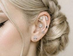 Titanium Threadless Push In Marquise CZ Top For Belly, Lip, Tragus