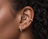 Titanium Hinged Outward Facing Prong Baguette Moissanites Segment Hoop Ring Cartilage