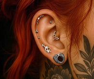 Pair Double Flared Angel Wings 316L Surgical Steel Ear Tunnel Plug