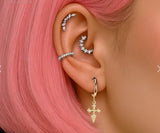 Titanium Hinged Outward Pave Moissanite Segment Hoop Ring Daith Cartilage