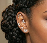 Titanium Threadless Push in 3 Bezel CZ Curve Top Cartilage